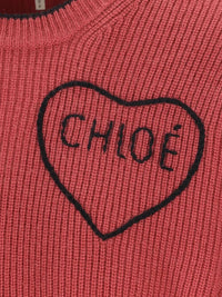 CHLOE Chloe Women Cropped Fitted Wool Knit Logo Sweater