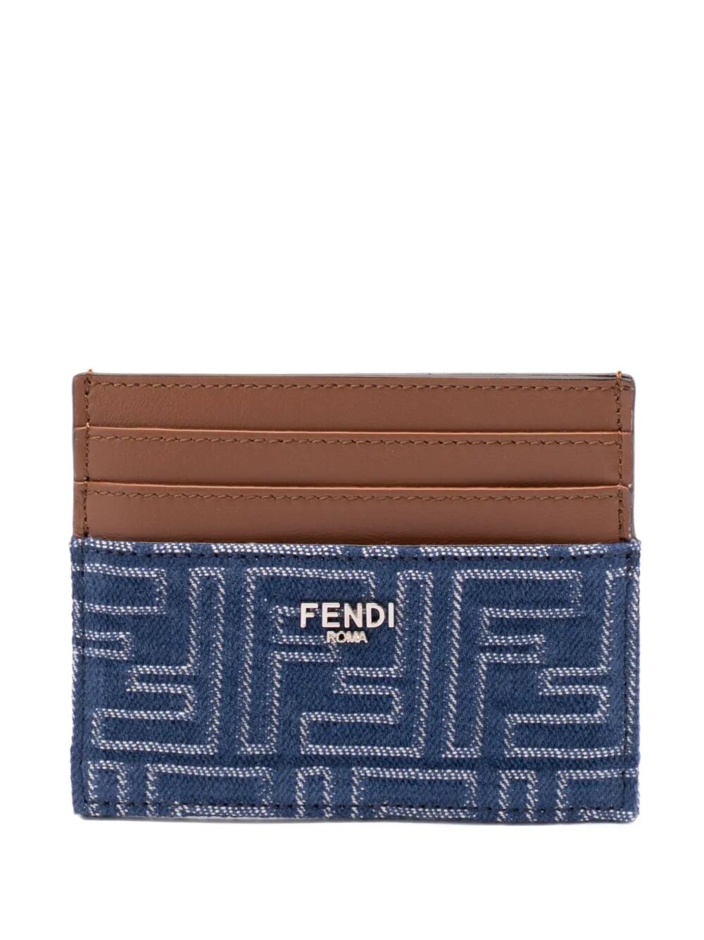 FENDI Fendi Men Leather And Denim-Effect Ff Jacquard Card Holder