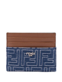 FENDI Fendi Men Leather And Denim-Effect Ff Jacquard Card Holder
