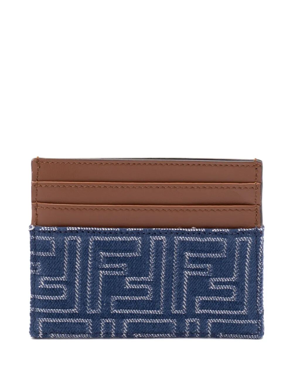 FENDI Fendi Men Leather And Denim-Effect Ff Jacquard Card Holder