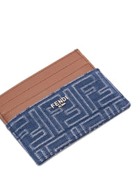FENDI Fendi Men Leather And Denim-Effect Ff Jacquard Card Holder