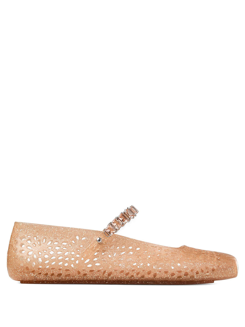 JIMMY CHOO Clear Jelly Ballerina Flats With Crystal Embellishment Women