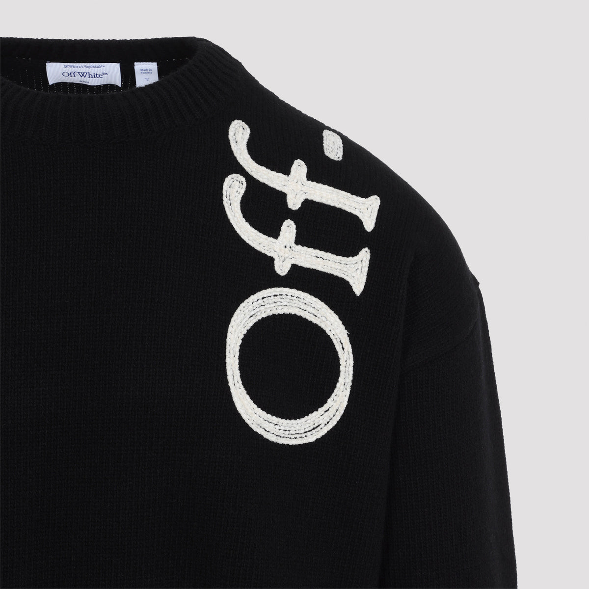 Off White Vertical Bookish Knit Crewneck Men