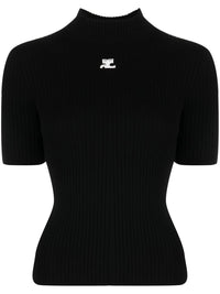 COURREGES Courreges Women Reedition Short Sleeves Ribbed Knitted Sweater