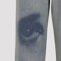Jean Paul Gaultier Face Print Straingh Leg Denim Jeans Women