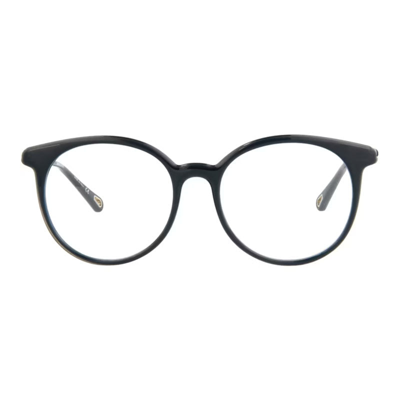Chloe Eyeglasses Round Full Rim, Shiny Dark Blue Frame and Clear Demo Lens Lens CH0006O006