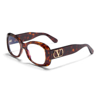 Valentino Eyeglasses Square Full Rim, Havana/Gold Frame and Clear Demo Lens Lens VLX-181B