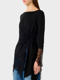 Blumarine Women Jersey Tunic With Lace Ruffles