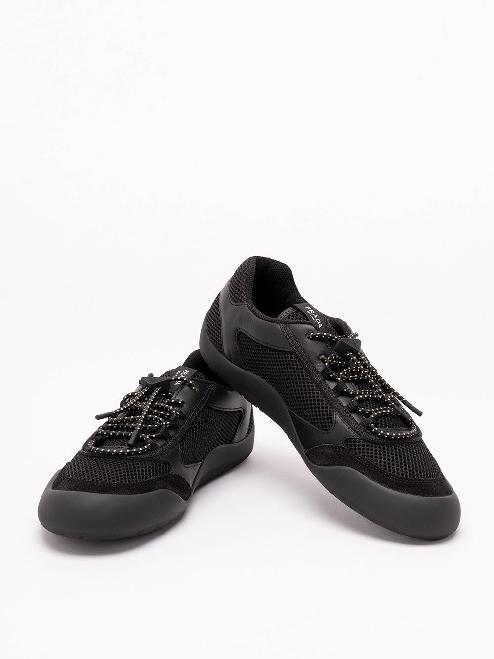 Prada Prada Men Speedrock Leather And Mesh Fabric Sneakers