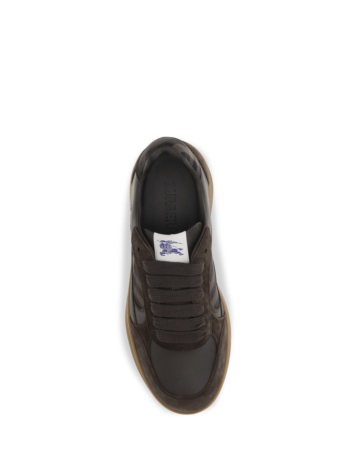Burberry Men Terrace Check Leather And Suede Sneakers