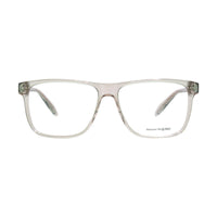 Alexander McQueen Eyeglasses Square Full Rim, Transparent Brown Frame and Clear Demo Lens Lens AM0247O002