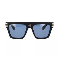 Philipp Plein Sunglasses Square Full Rim, Black Frame and Blue Lens SPP108V0703