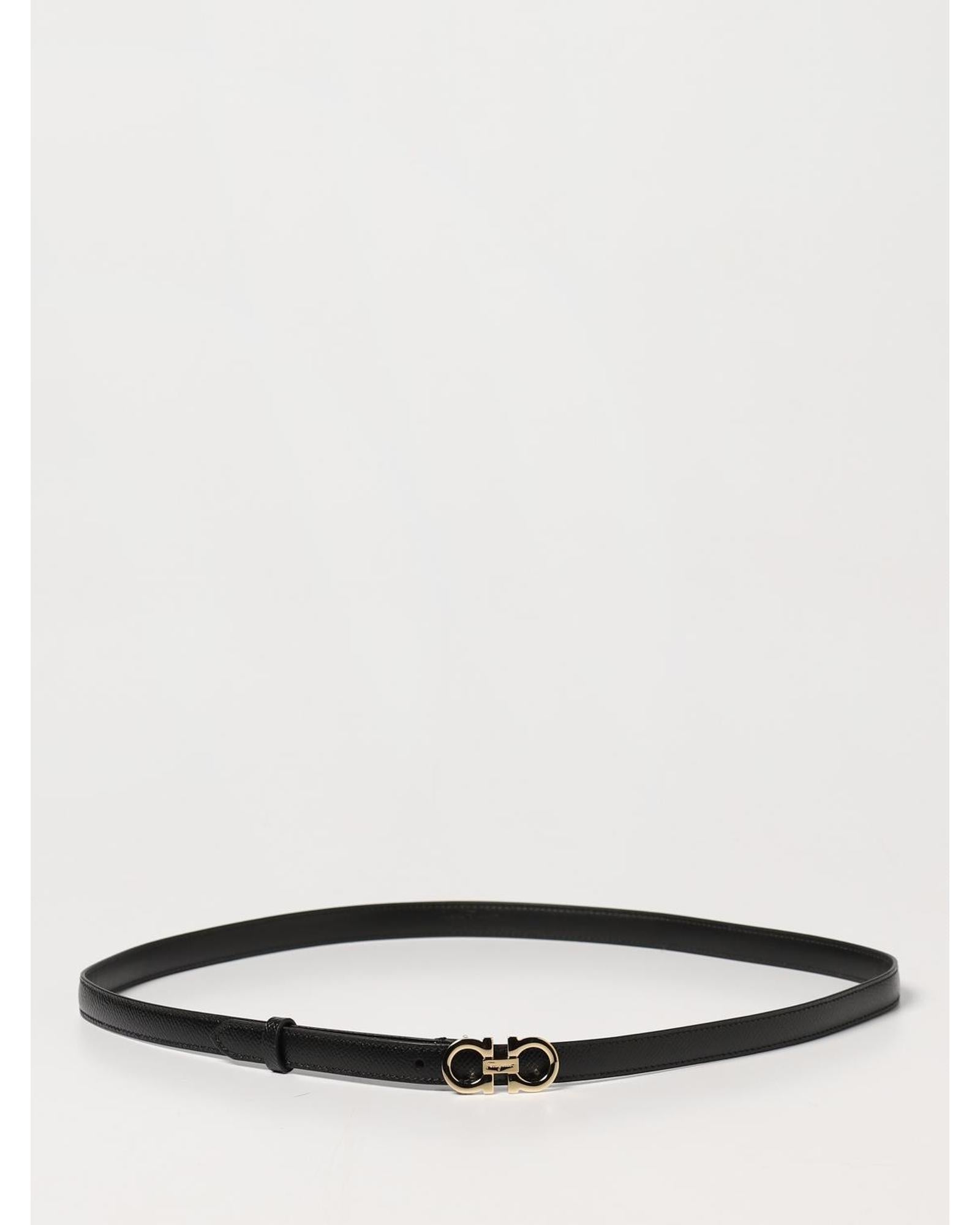 Ferragamo Skinny Leather Belt Women Black