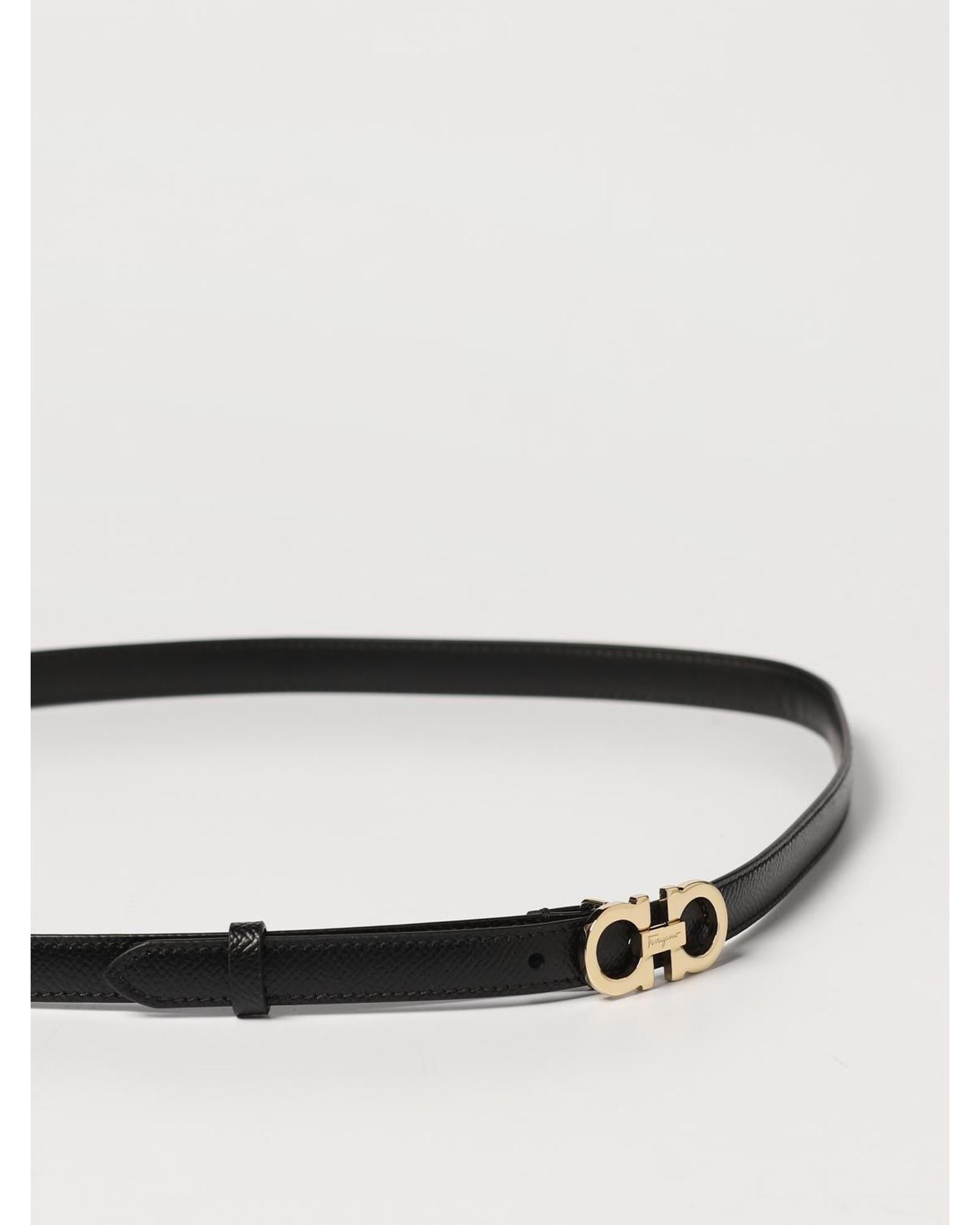 Ferragamo Skinny Leather Belt Women Black