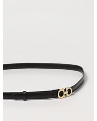 Ferragamo Skinny Leather Belt Women Black
