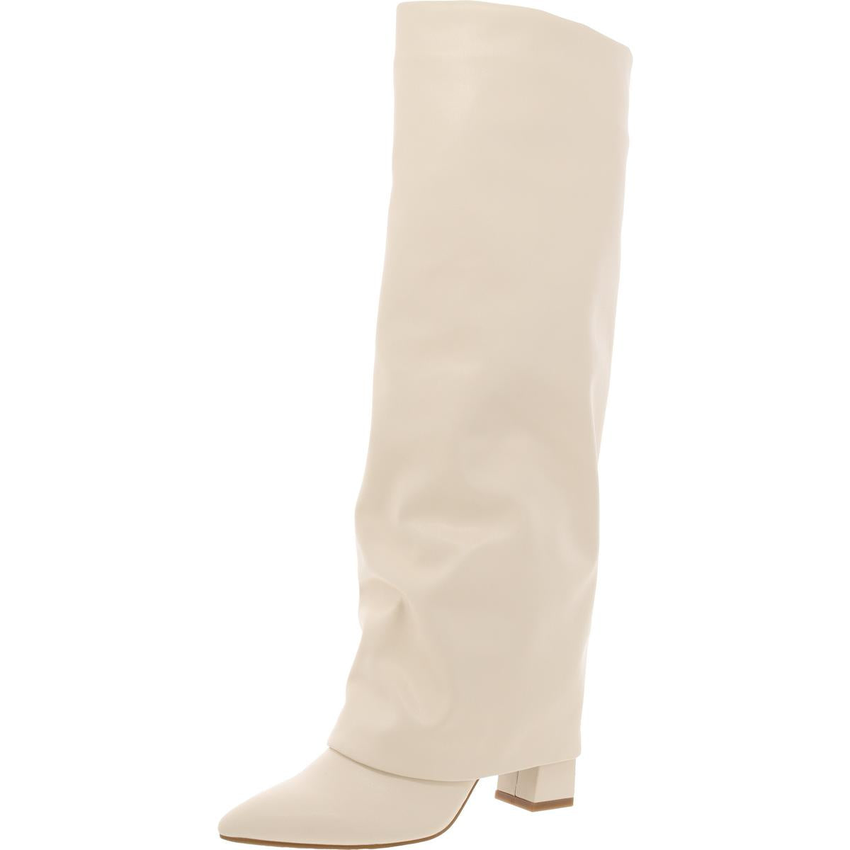 GEIMA Womens Laceless Faux Leather Knee-High Boots