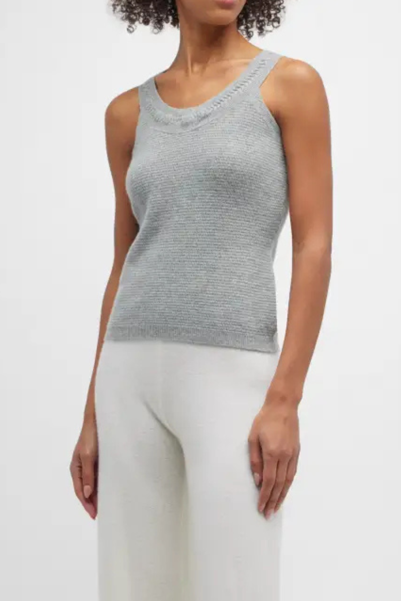 La Perla Braided Jewel Cashmere-Blend Tank In Grey Plm0056150