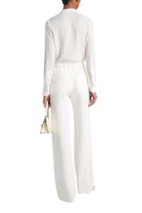 Valentino Garavani Valentino Elastic Waist Silk Wide-Leg Pants In Ivory