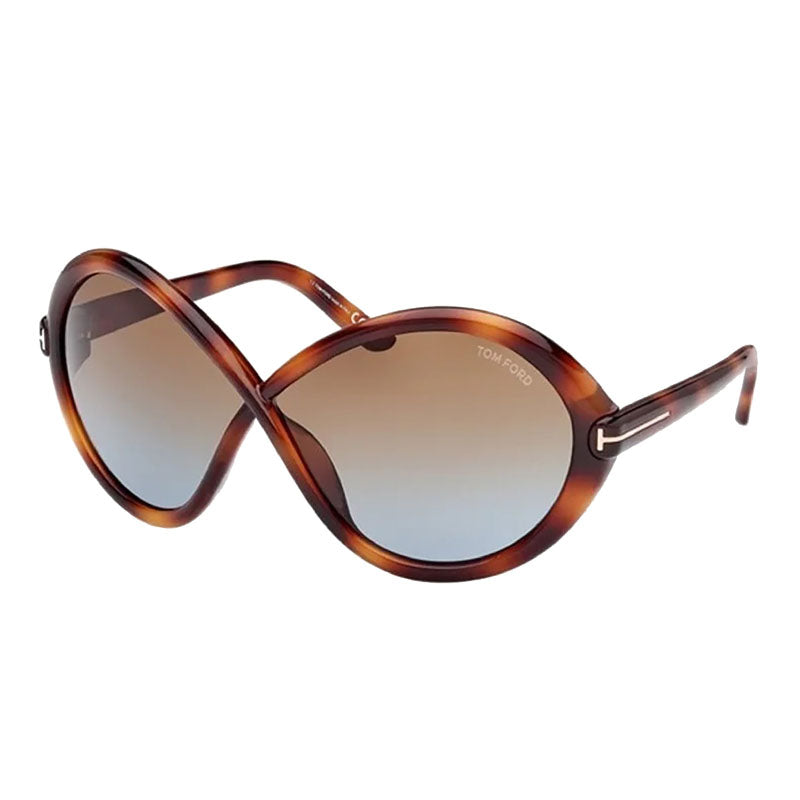 Tom Ford Sunglasses Geometric Full Rim, Shiny Black Frame and Gradient Smoke Lens FT107001B
