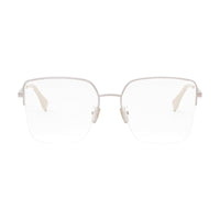 Fendi Eyeglasses Square Semi Rim, Gold Frame and Clear Demo Lens Lens FE50091U028