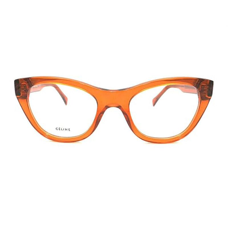 Celine Eyeglasses Cat Eye Full Rim, Transparent Orange Frame and Clear Demo Lenses Lens CL50005I042