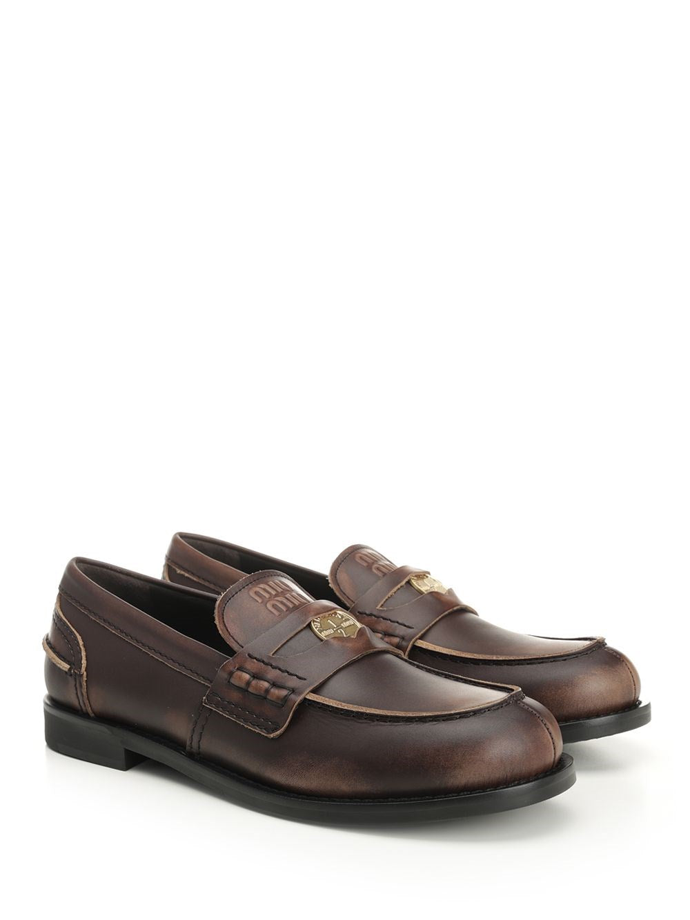 Miu Miu Women Vintage Effect Leather Moccasins