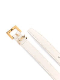 SAINT LAURENT PARIS Cassandre Thin Belt With Square Buckle In Box Leather Women