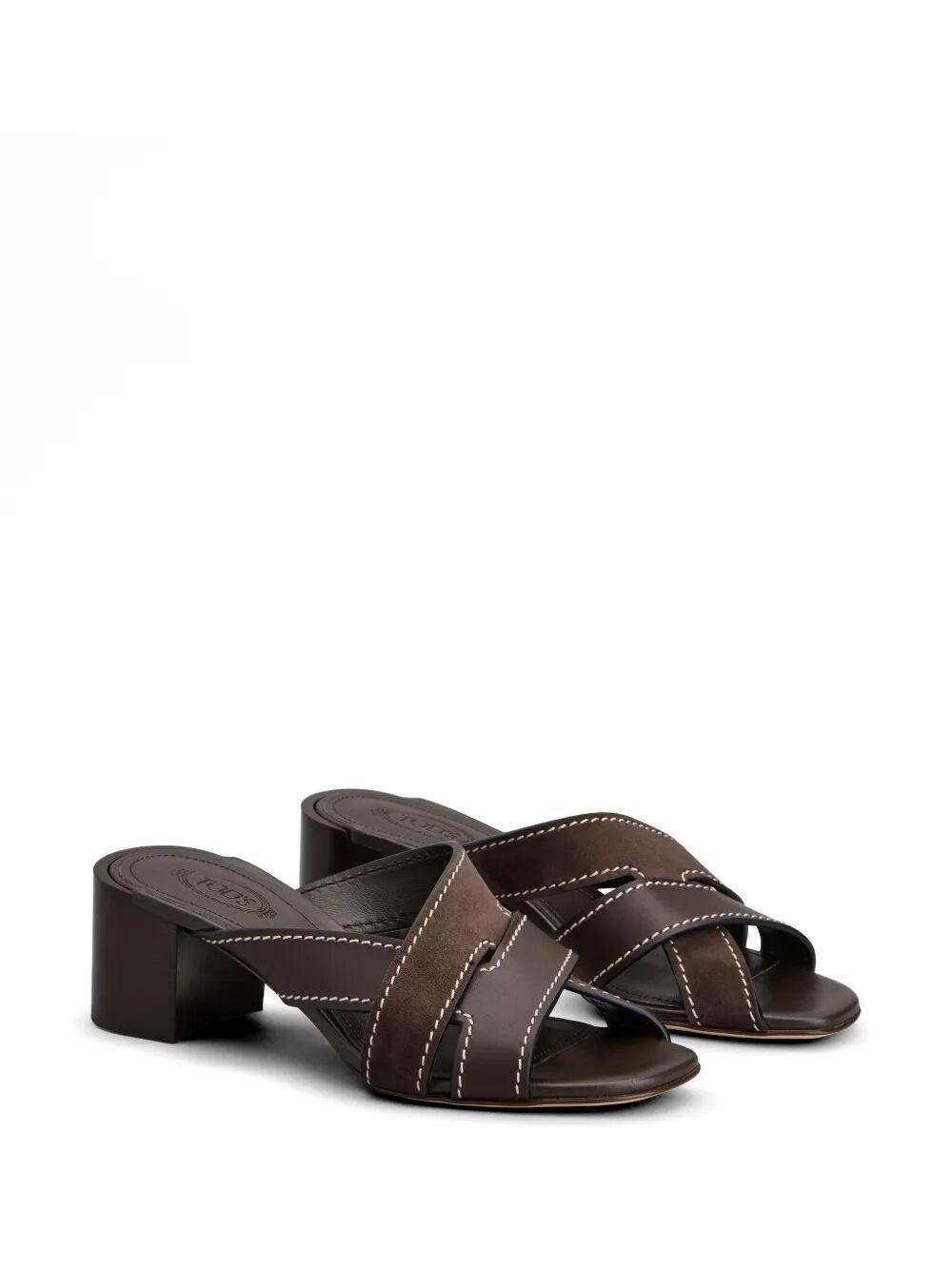 Tod's Women T-Shaped Band Crossing Smooth Leather And Suede Sandals