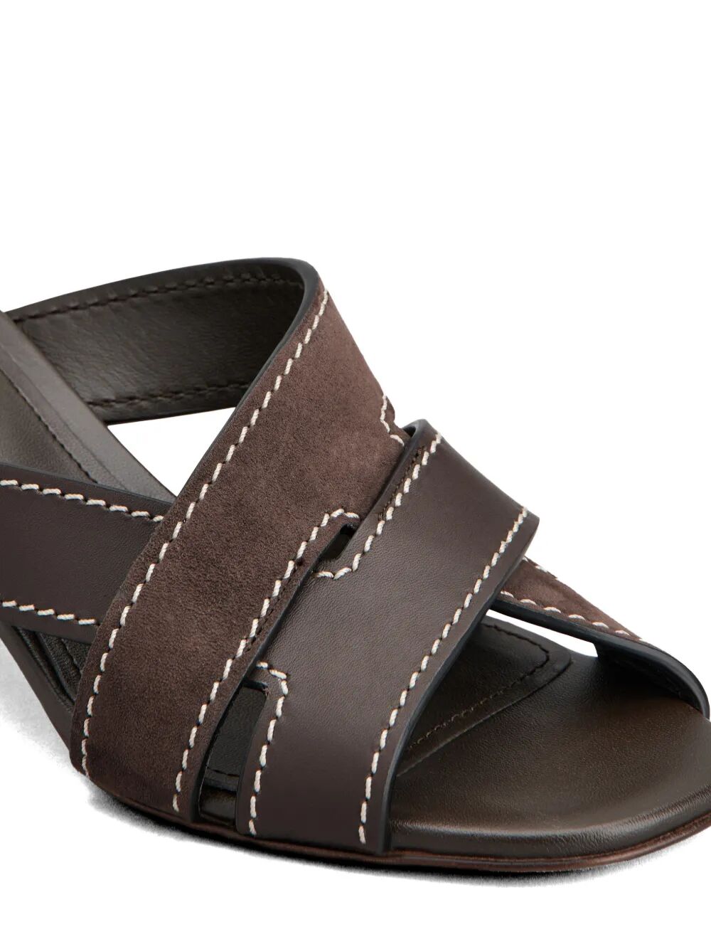 Tod's Women T-Shaped Band Crossing Smooth Leather And Suede Sandals