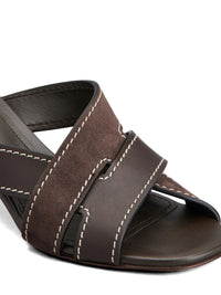 Tod's Women T-Shaped Band Crossing Smooth Leather And Suede Sandals