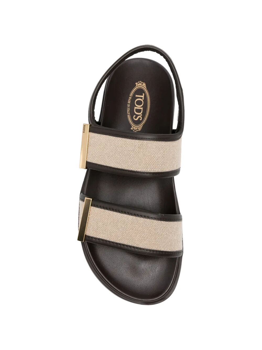 Tod's Women Double-Strap Fabric Sandals With Leather Detailing