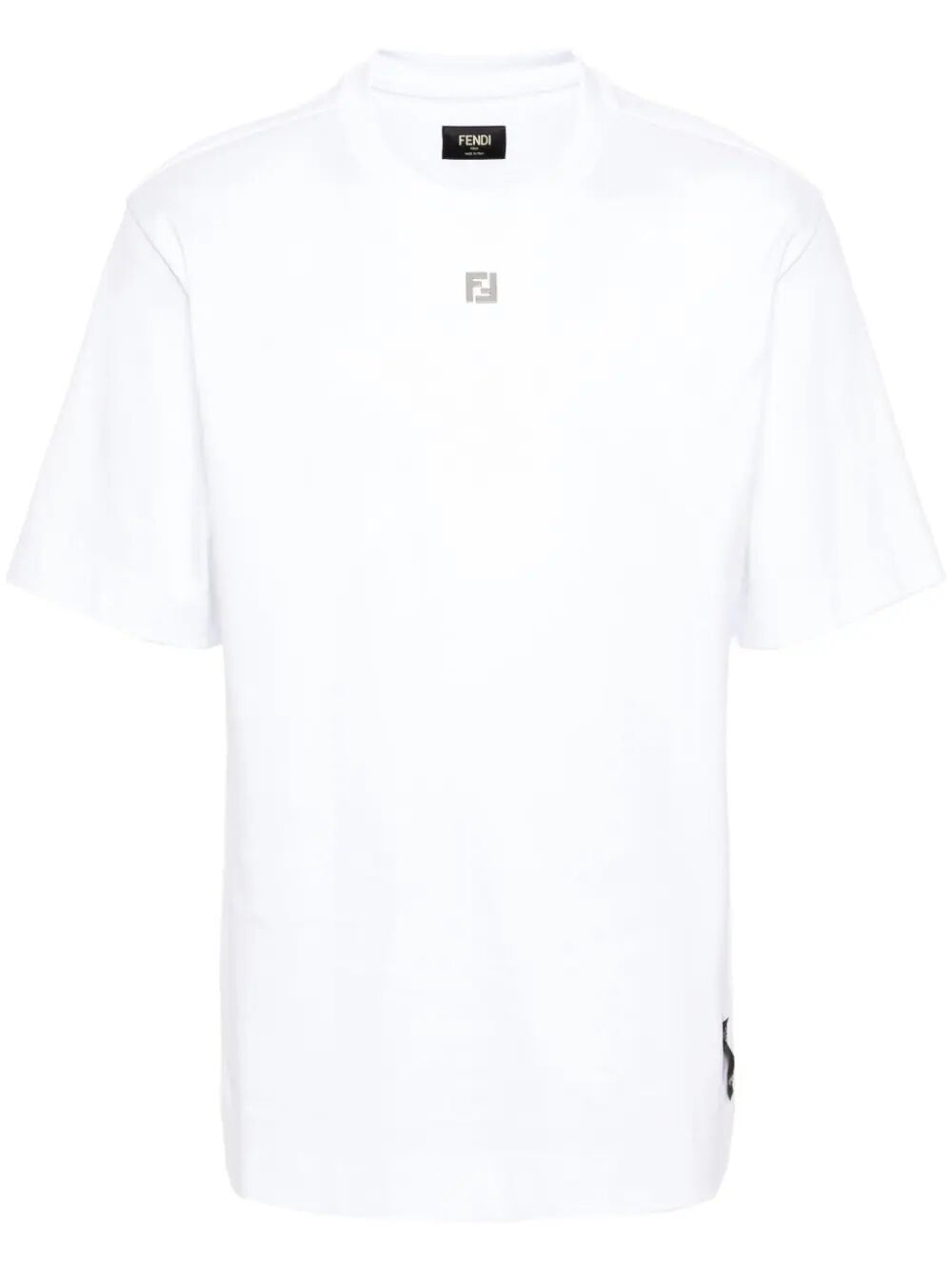 FENDI Cotton T-Shirt With Metal Ff Appliqué Women