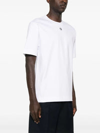 Fendi Men Cotton T-Shirt With Metal Ff Appliqué