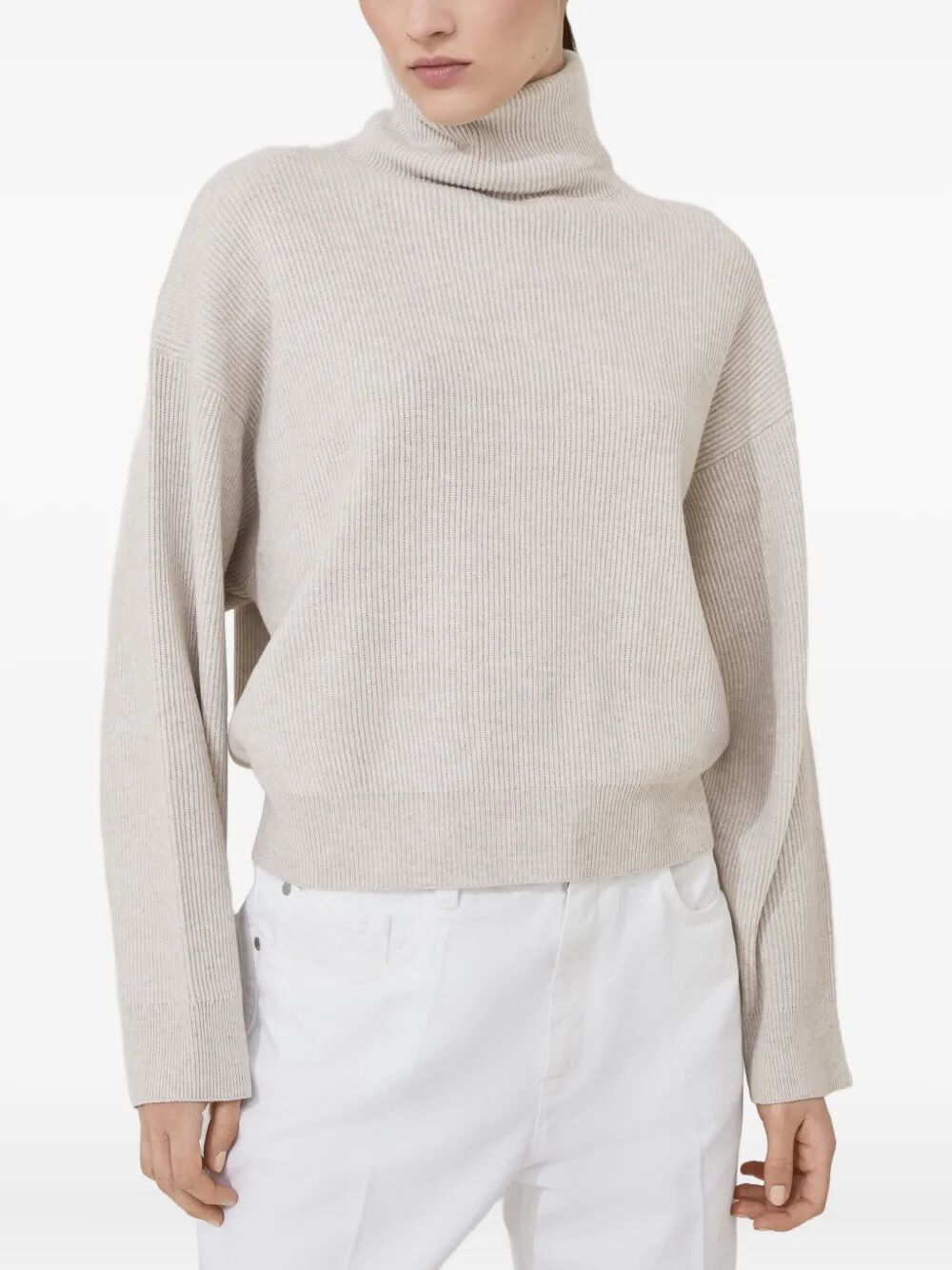 BRUNELLO CUCINELLI Brunello Cucinelli Women Cashmere Blend English Ribbed Turtleneck Sweater