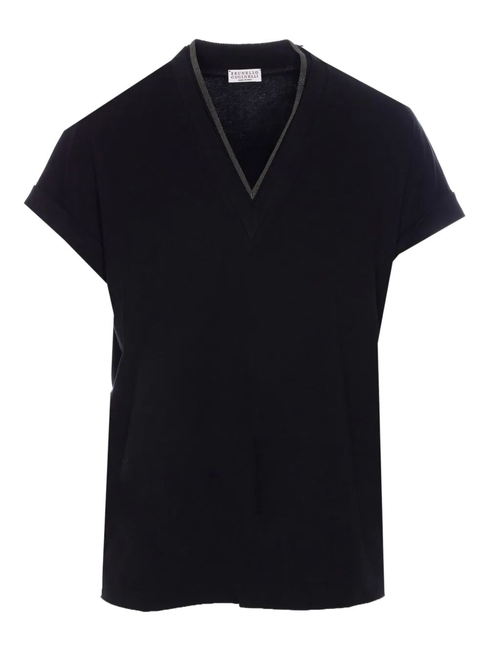 BRUNELLO CUCINELLI Monili Trim V-Neck Cotton T-Shirt Women