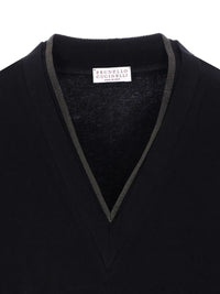 BRUNELLO CUCINELLI Brunello Cucinelli Women Monili Trim V-Neck Cotton T-Shirt