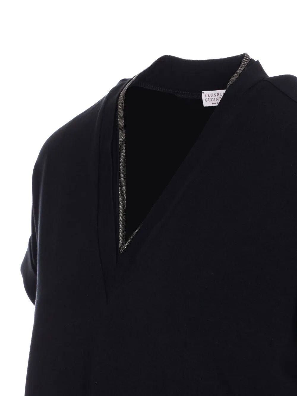 BRUNELLO CUCINELLI Brunello Cucinelli Women Monili Trim V-Neck Cotton T-Shirt