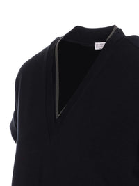 BRUNELLO CUCINELLI Brunello Cucinelli Women Monili Trim V-Neck Cotton T-Shirt