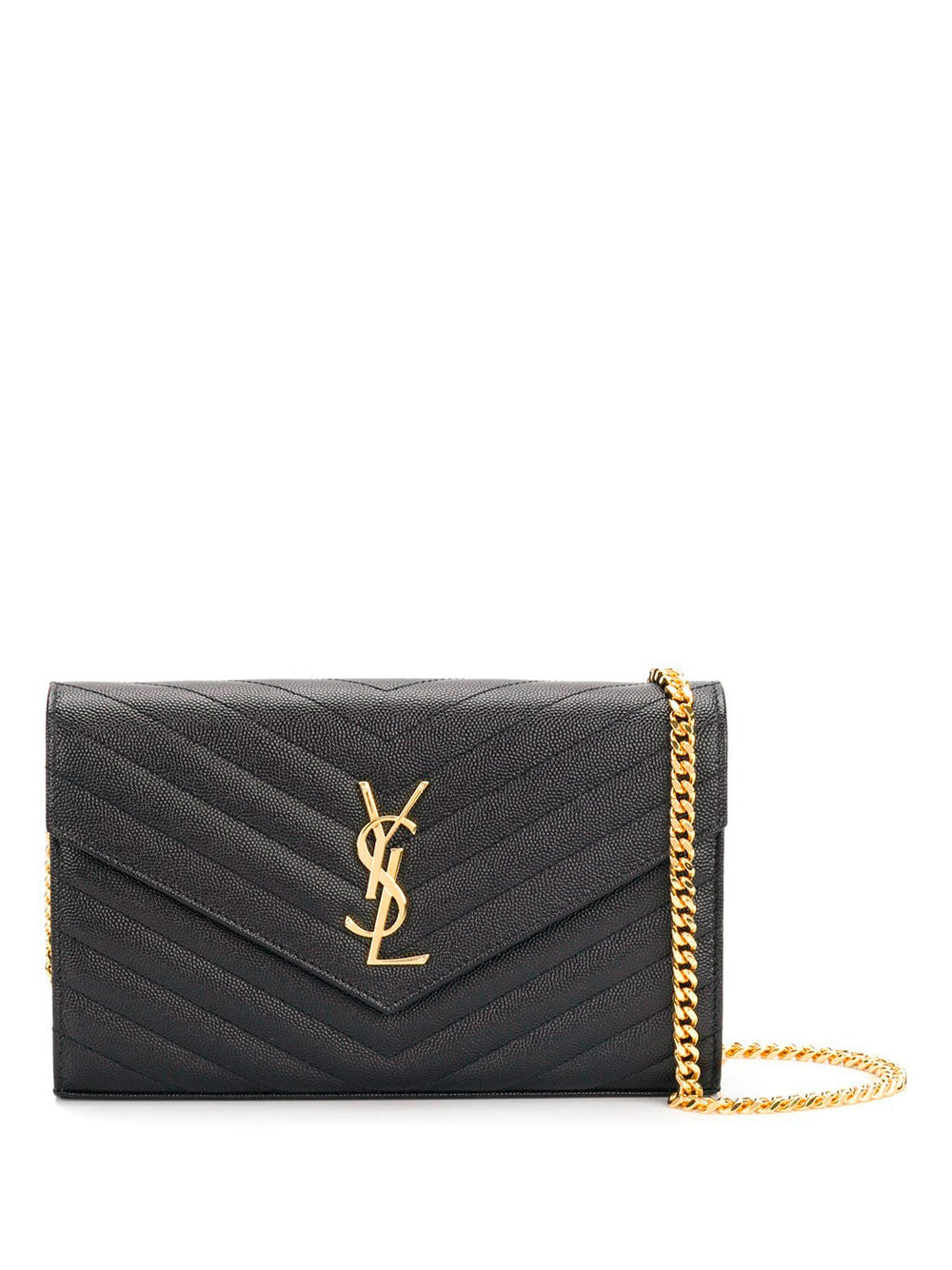 SAINT LAURENT Saint Laurent Women Classic Cassandre Chain Wallet In Grain De Poudre Leather