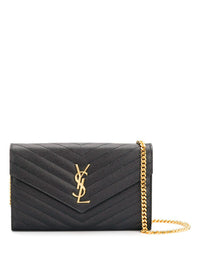 SAINT LAURENT Saint Laurent Women Classic Cassandre Chain Wallet In Grain De Poudre Leather