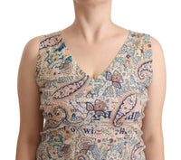 John Galliano Multicolor Cotton Sleeveless V-neck Tank Women's Top