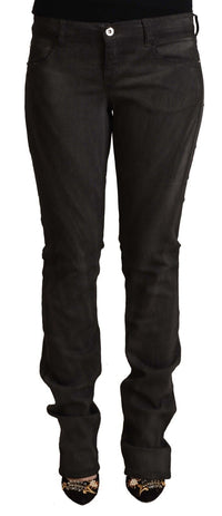 Costume National Black Cotton Mid Waist Skinny Women's Pants