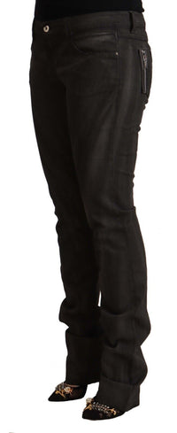 Costume National Black Cotton Mid Waist Skinny Women's Pants