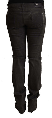 Costume National Black Cotton Mid Waist Skinny Women's Pants