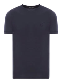 Giorgio Armani Men Crewneck Short Sleeved Sweater In Stretch Viscose Jersey