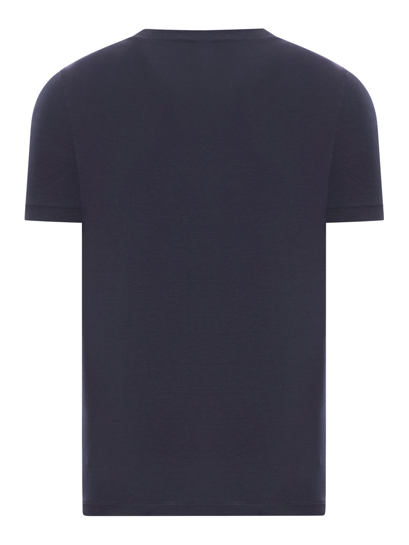 Giorgio Armani Men Crewneck Short Sleeved Sweater In Stretch Viscose Jersey