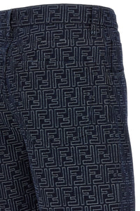 Fendi Men Bermuda Jeans Jacquard Ff