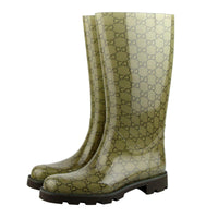 Gucci Women's Guccissima Pattern Light Brown Rubber Rain Boots
