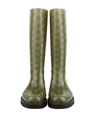 Gucci Women's Guccissima Pattern Light Brown Rubber Rain Boots