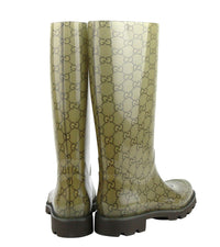 Gucci Women's Guccissima Pattern Light Brown Rubber Rain Boots
